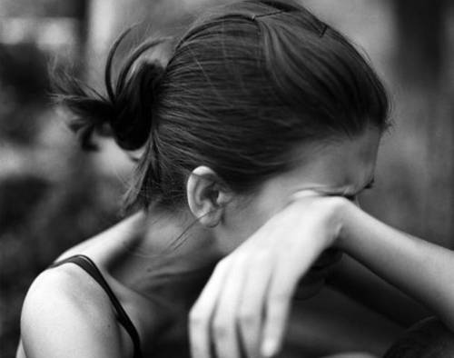 black and white girl crying