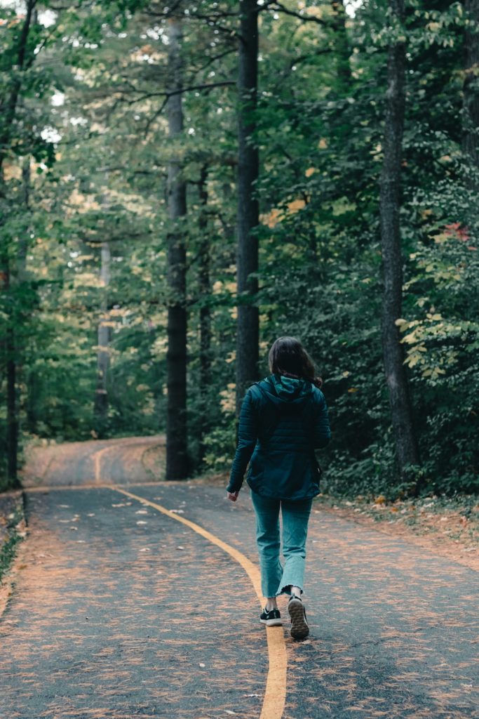 girl walking alone