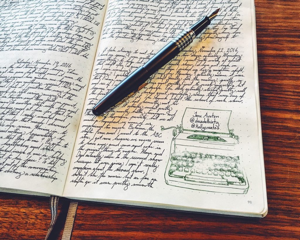 Slanted handwriting
