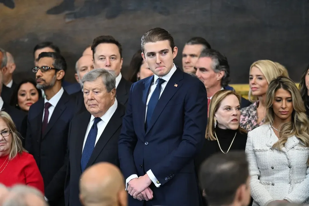 Barron Trump attends the inauguration of his father, Donald Trump, in the U.S. Capitol Rotunda. | Source: Getty Images