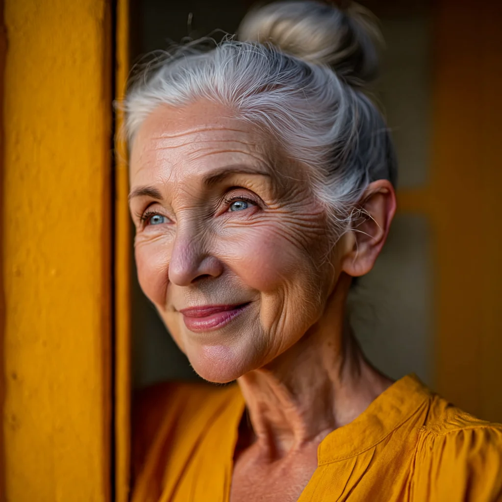 A smiling elderly lady | Source: Midjourney