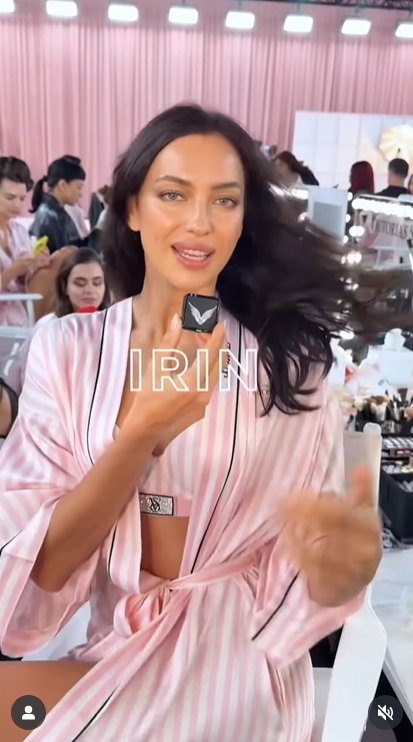 Irina Shayk doing a promo backstage | Source: Instagram/victoriassecret