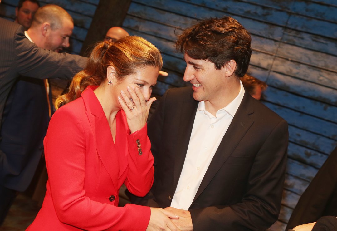 Sophie and Justin Trudeau backstage at the Broadway musical 
