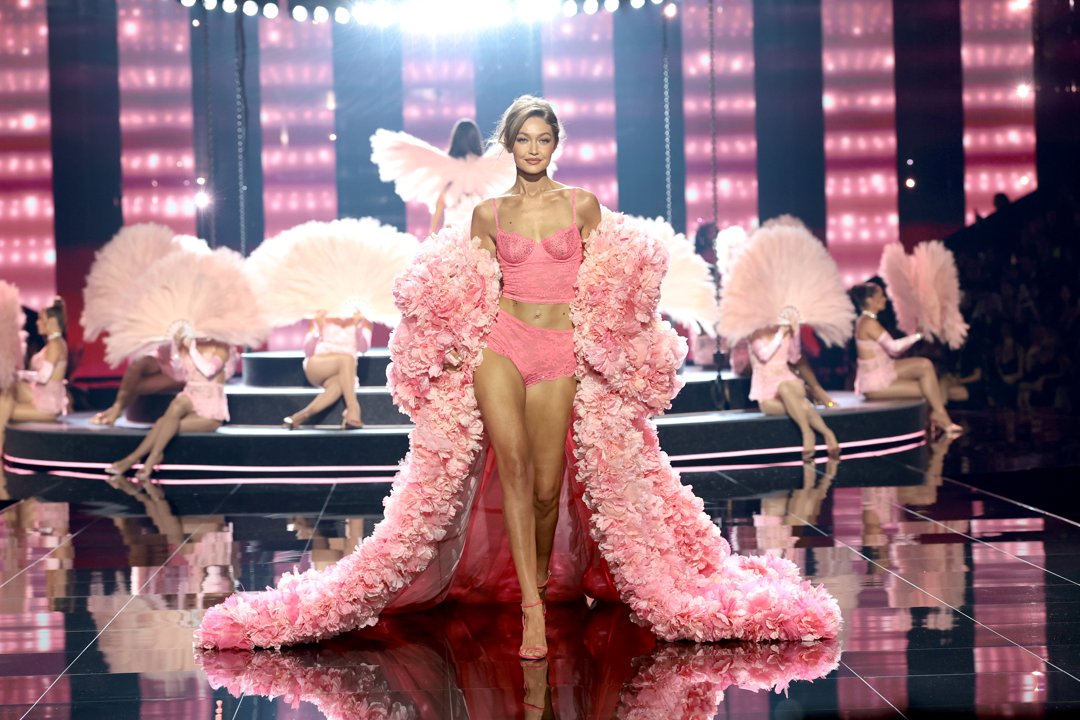 Gigi Hadid during the 2025 Victoria's Secret Fashion Show on October 15 in New York. | Source: Getty Images