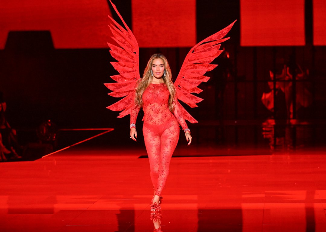 Karol G at the Victoria's Secret Fashion Show held at Steiner Studios on October 15, 2025 in New York | Source: Getty Images