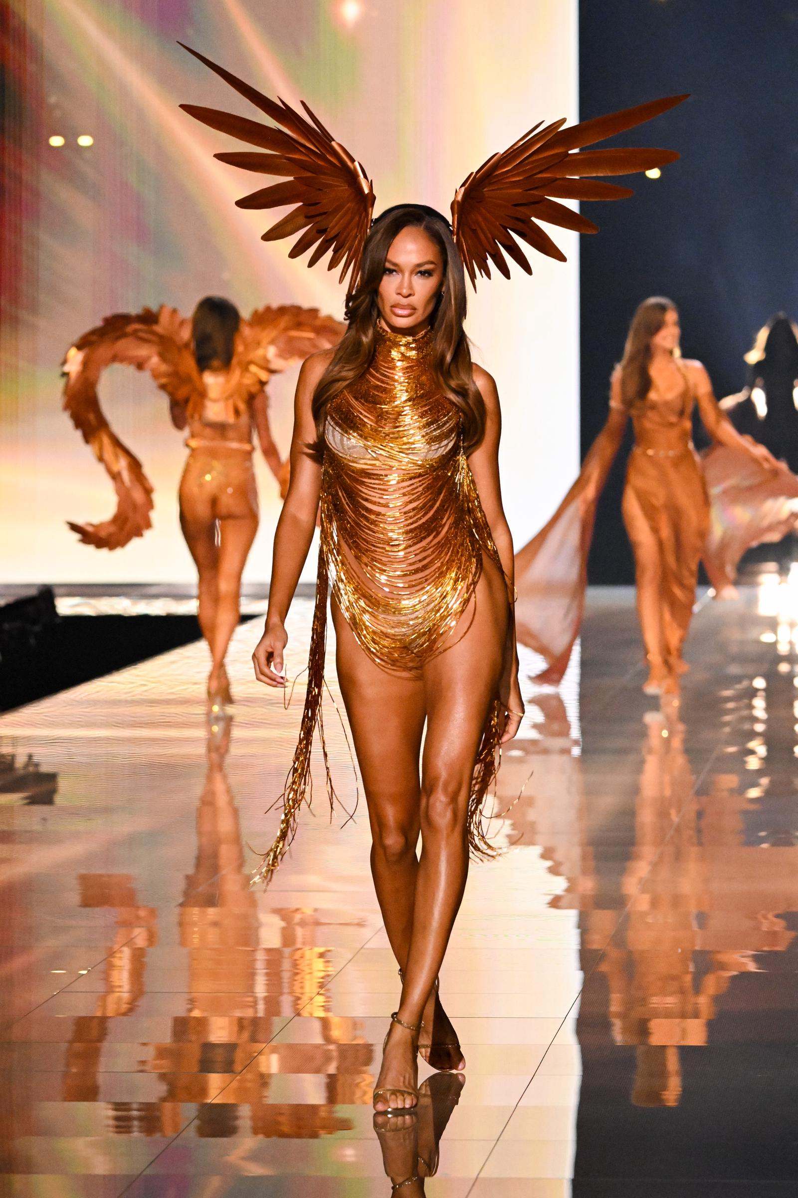Joan Smalls at the Victoria's Secret Fashion Show held at Steiner Studios on October 15, 2025 in New York | Source: Getty Images