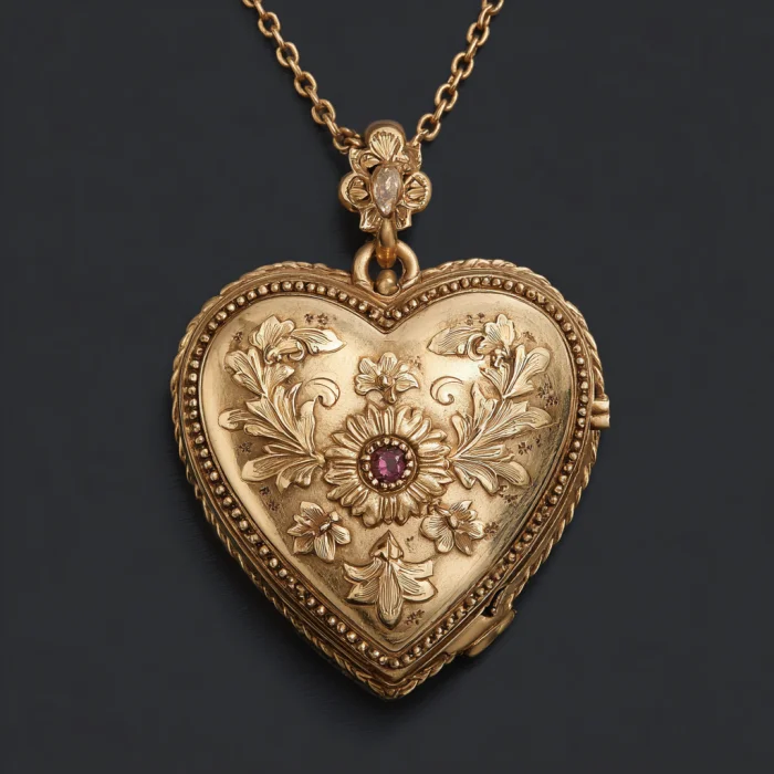 A heart-shaped gold locket | Source: Midjourney