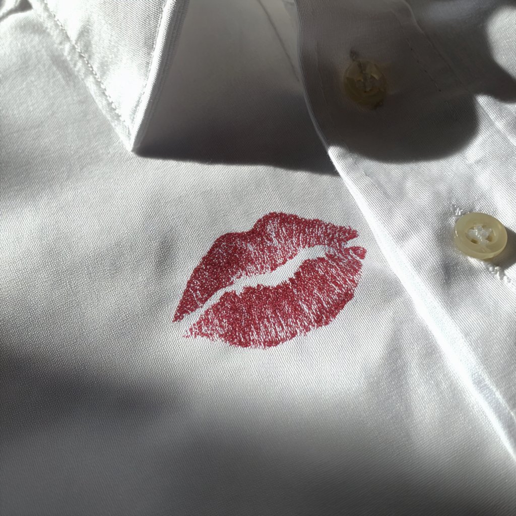 A lipstick stain on a white shirt | Source: Midjourney