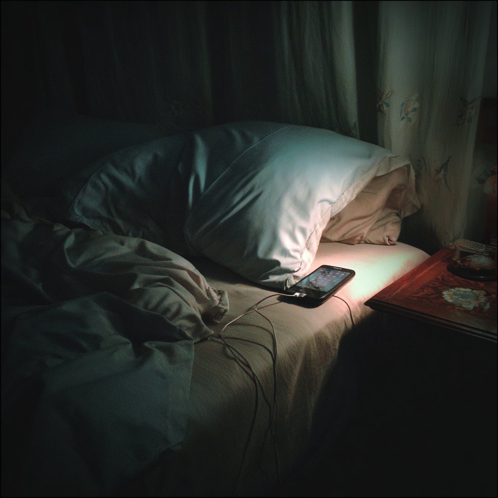 A cellphone on a bed | Source: Midjourney