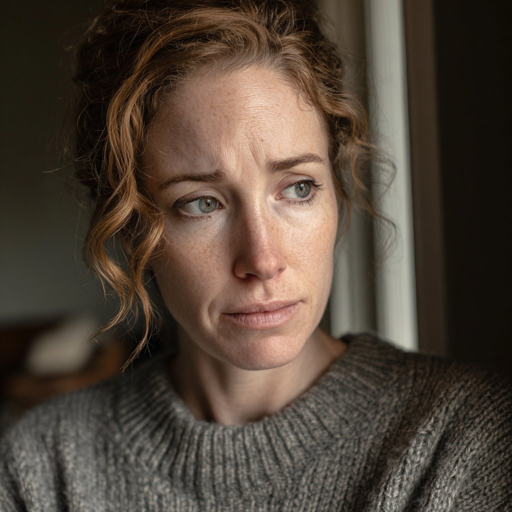 A close-up of an upset woman | Source: Midjourney