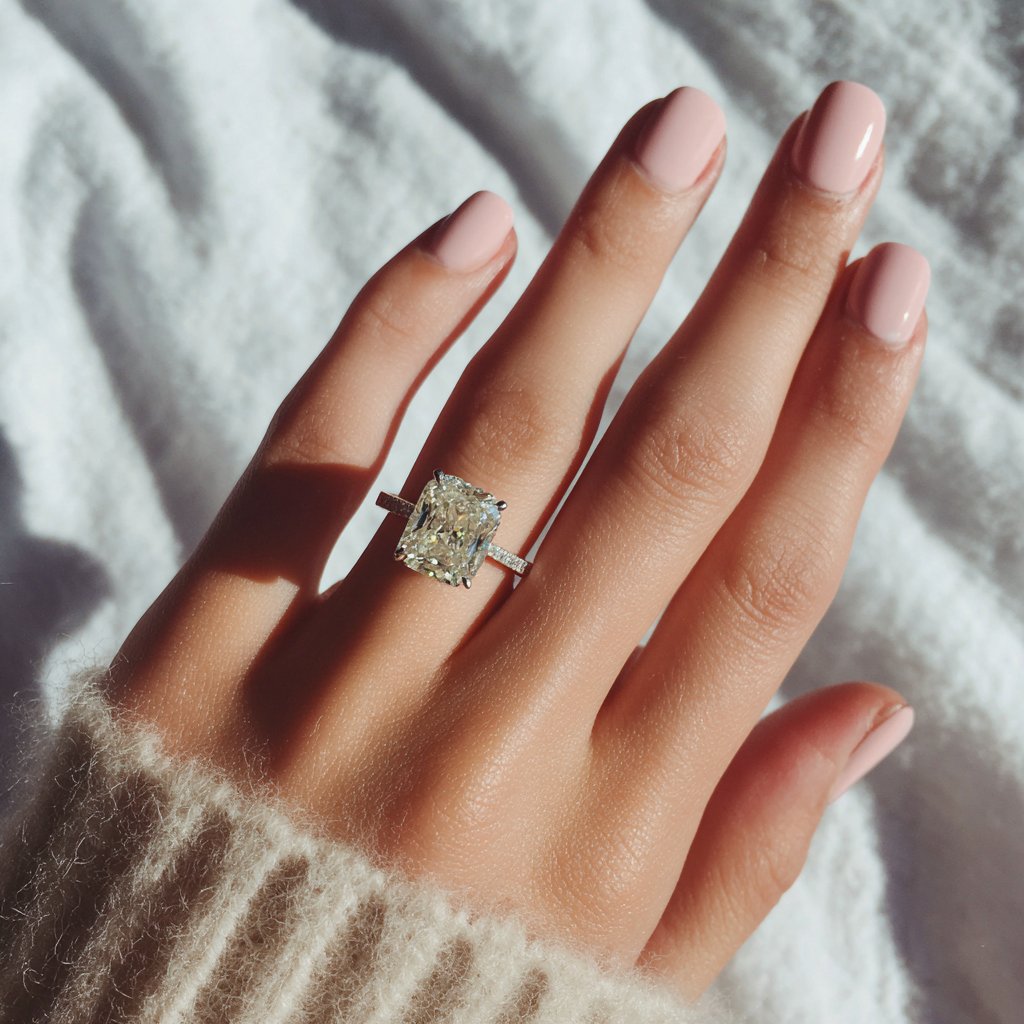 A close-up of a woman's engagement ring | Source: Midjourney