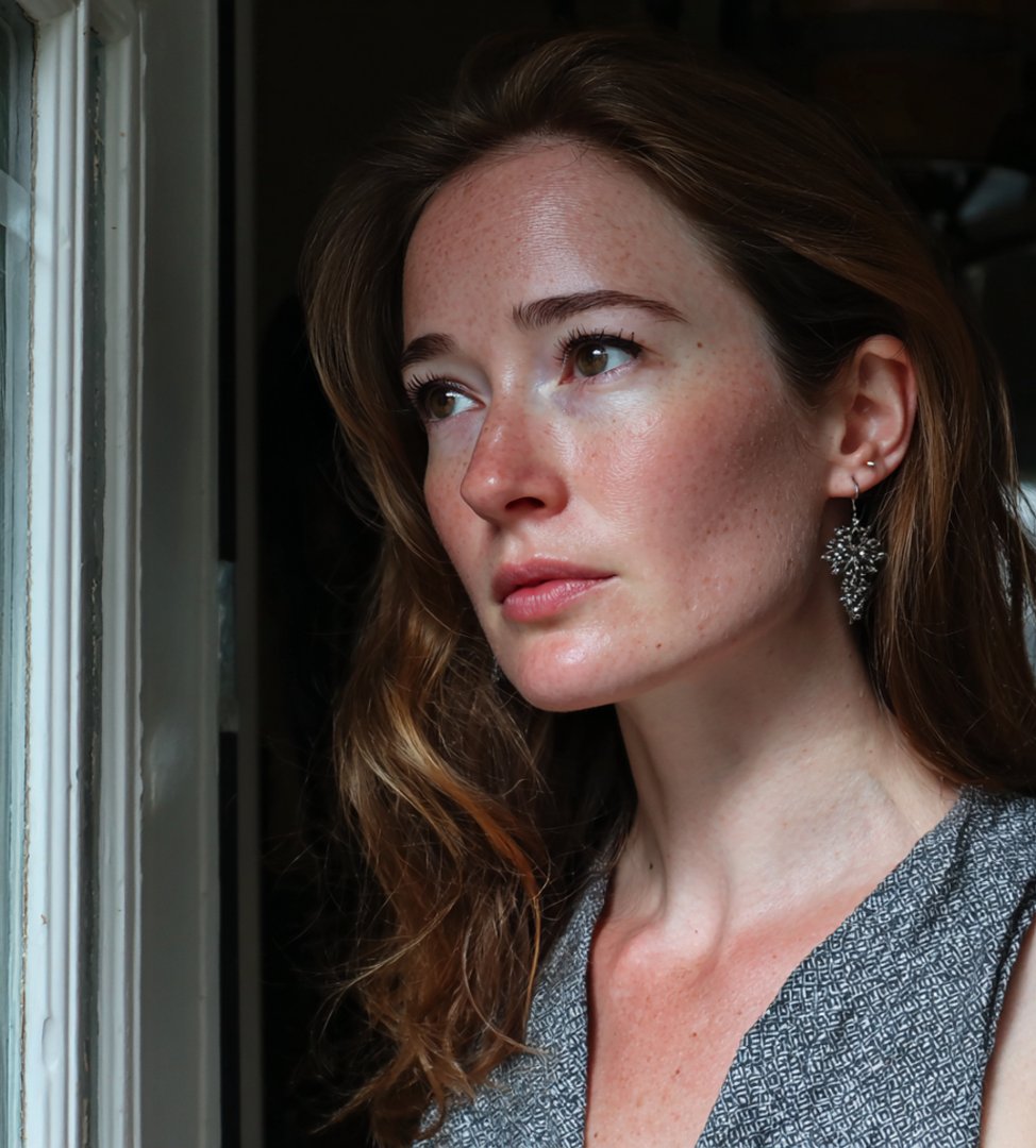 A pensive woman standing in a doorway | Source: Midjourney