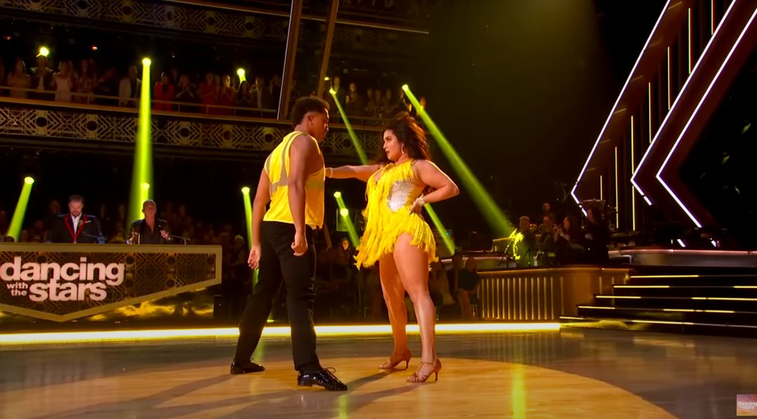Brandon Armstrong and Lauren Jauregui performing together on 