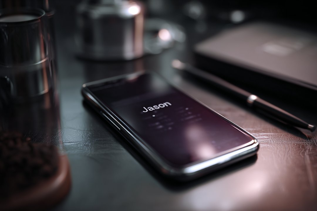 A phone with Jason's name on it | Source: Midjourney