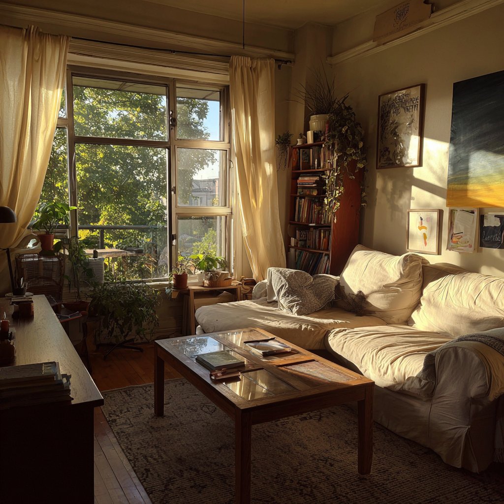 The interior of an apartment living room | Source: Midjourney