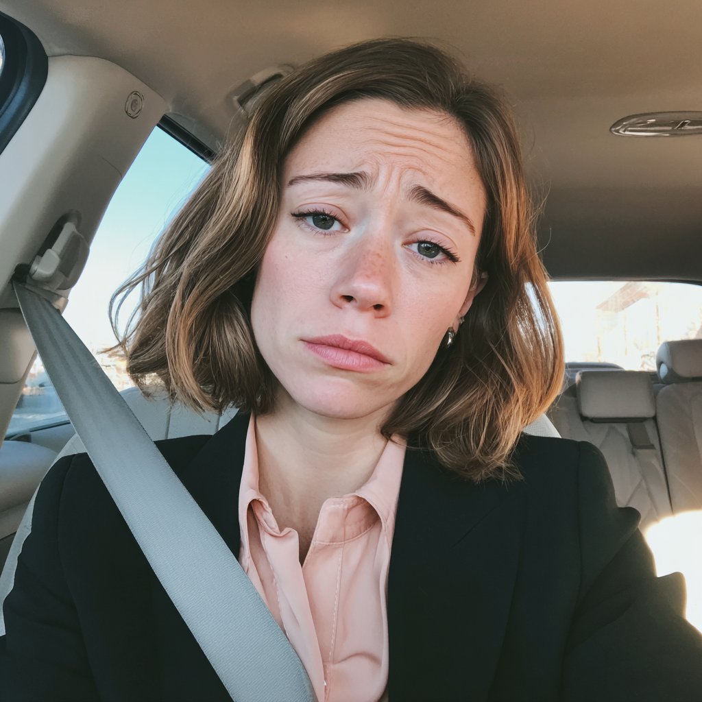 An emotional woman wearing a black blazer | Source: Midjourney