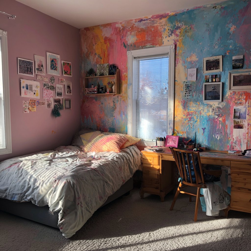 A teenage girl's colorful bedroom | Source: Midjourney