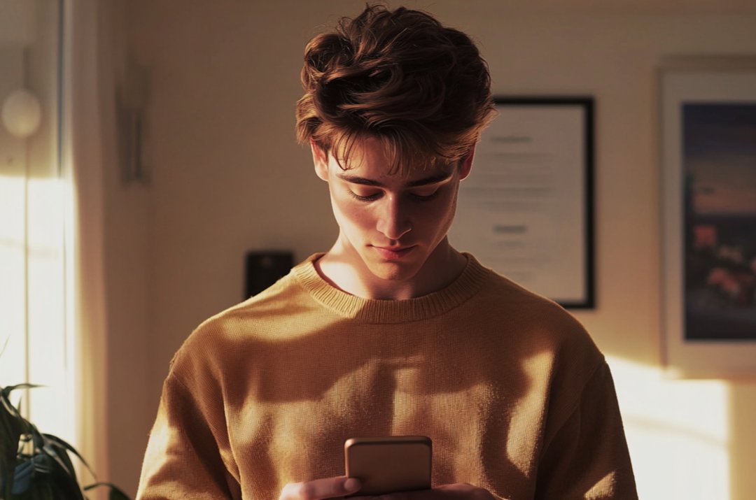 A boy using his phone | Source: Midjourney