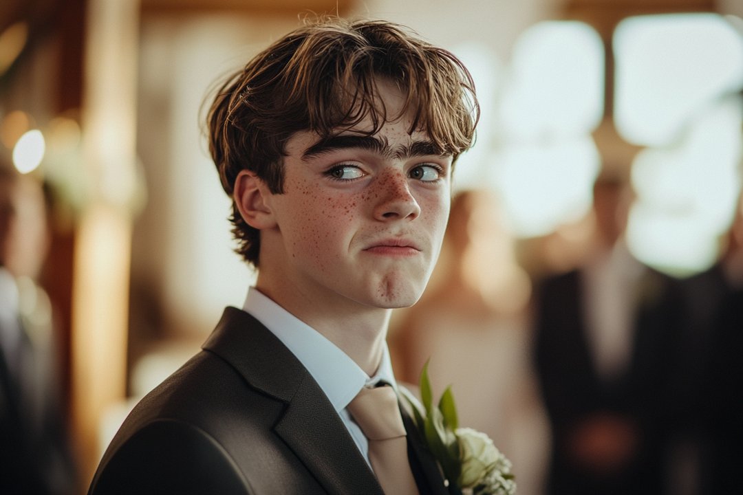 A groom looking at his side | Source: Midjourney