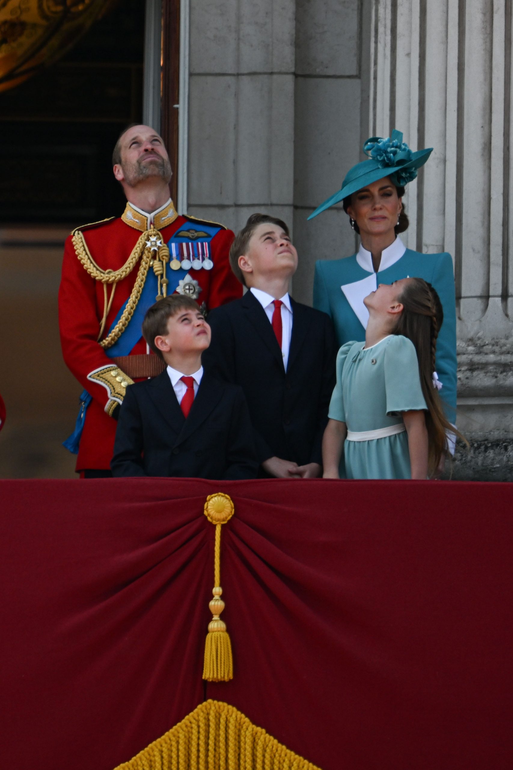Prince William, Prince Louis, Prince George, Princess Catherine, and Princess Charlotte pictured in June 2025. | Source: Getty Images