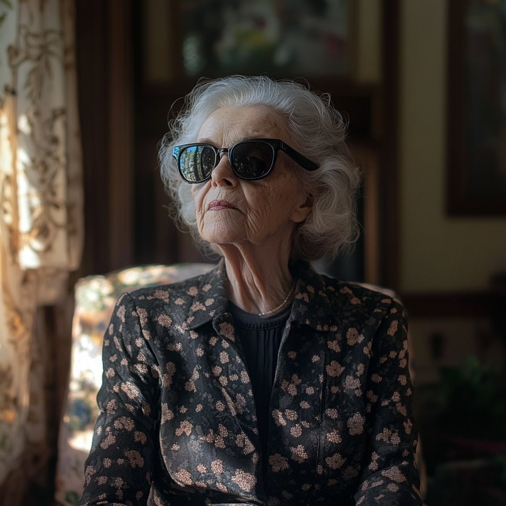 Disappointed senior blind woman | Source: Midjourney