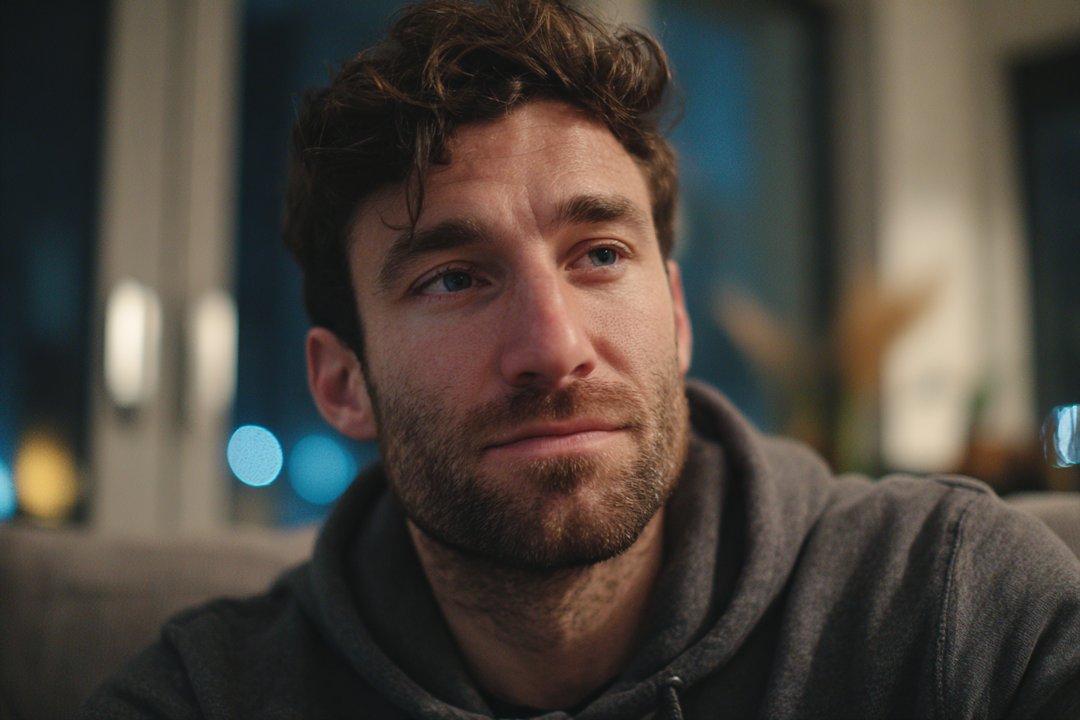 A man sitting in his living room | Source: Midjourney