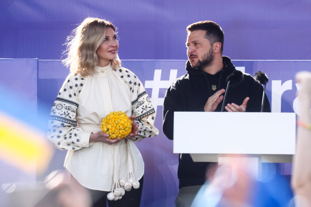 Volodymyr Zelenskyy and Olena Zelenska attend 'Raising the Flag for Ukraine in NATO' event and concert in Vilnius, Lithuania on July 11, 2023 | Source; Getty Images