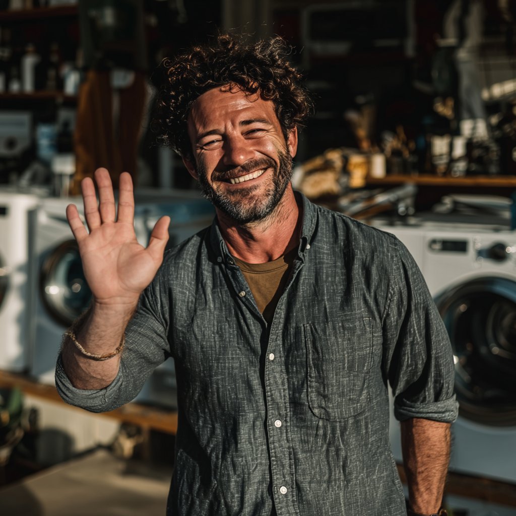 A man waving while smiling | Source: Midjourney