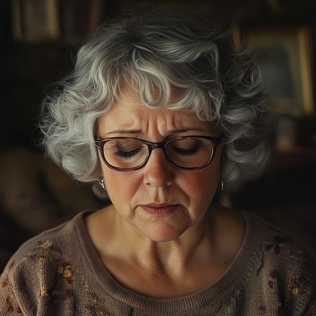 A sad elderly woman | Source: Midjourney
