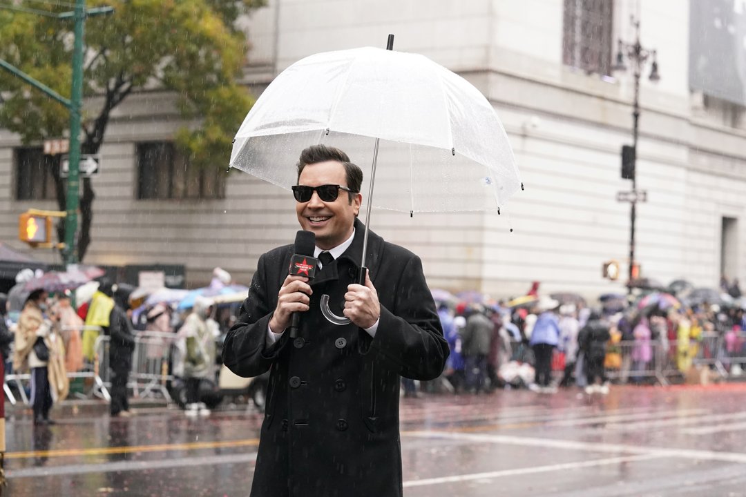 Jimmy Fallon at the 98th Macy's Thanksgiving Day Parade in New York City on November 28, 2024. | Source: Getty Images