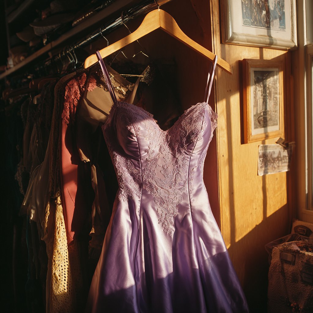 A prom dress hanging in a closet | Source: Midjourney
