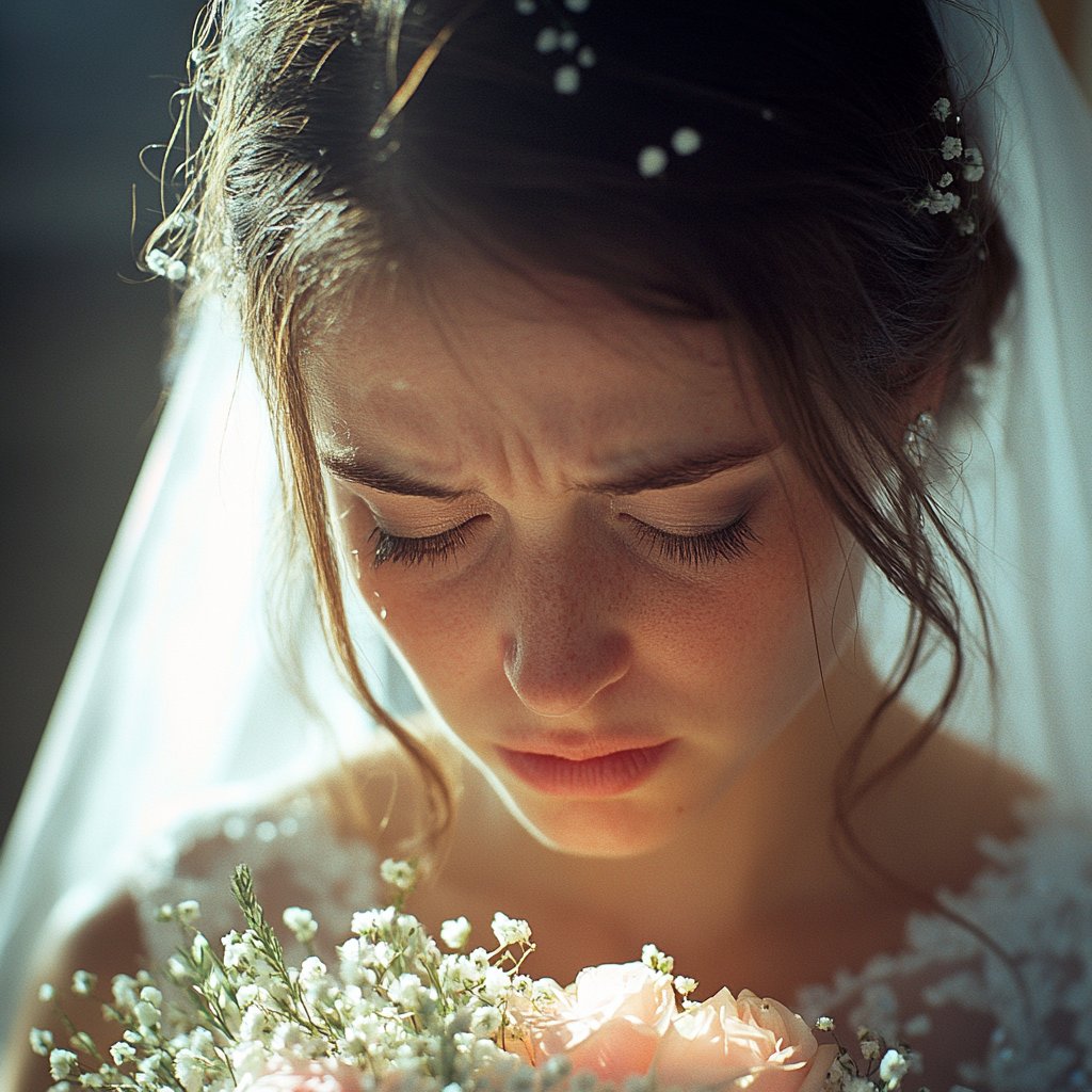 Sarah looking sad on her wedding day | Source: Midjourney