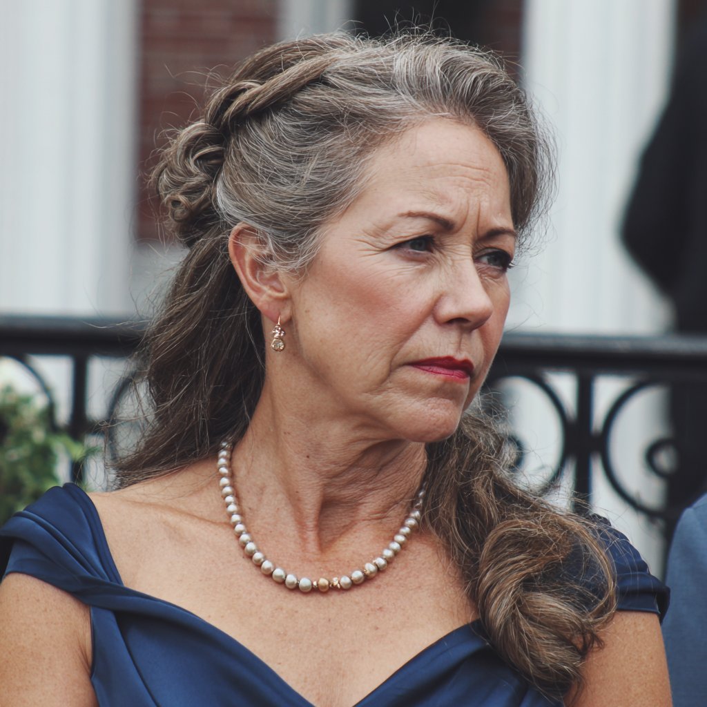 A frowning and upset older woman | Source: Midjourney
