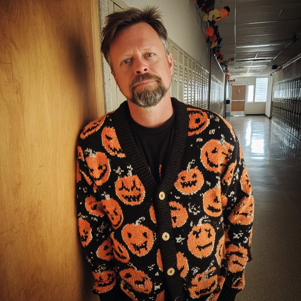 A teacher standing in a hallway | Source: Midjourney
