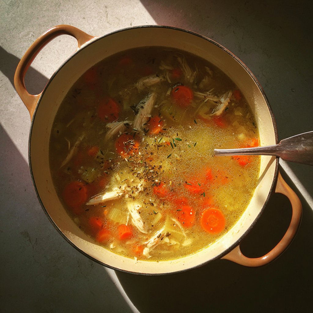 A pot of chicken soup | Source: Midjourney