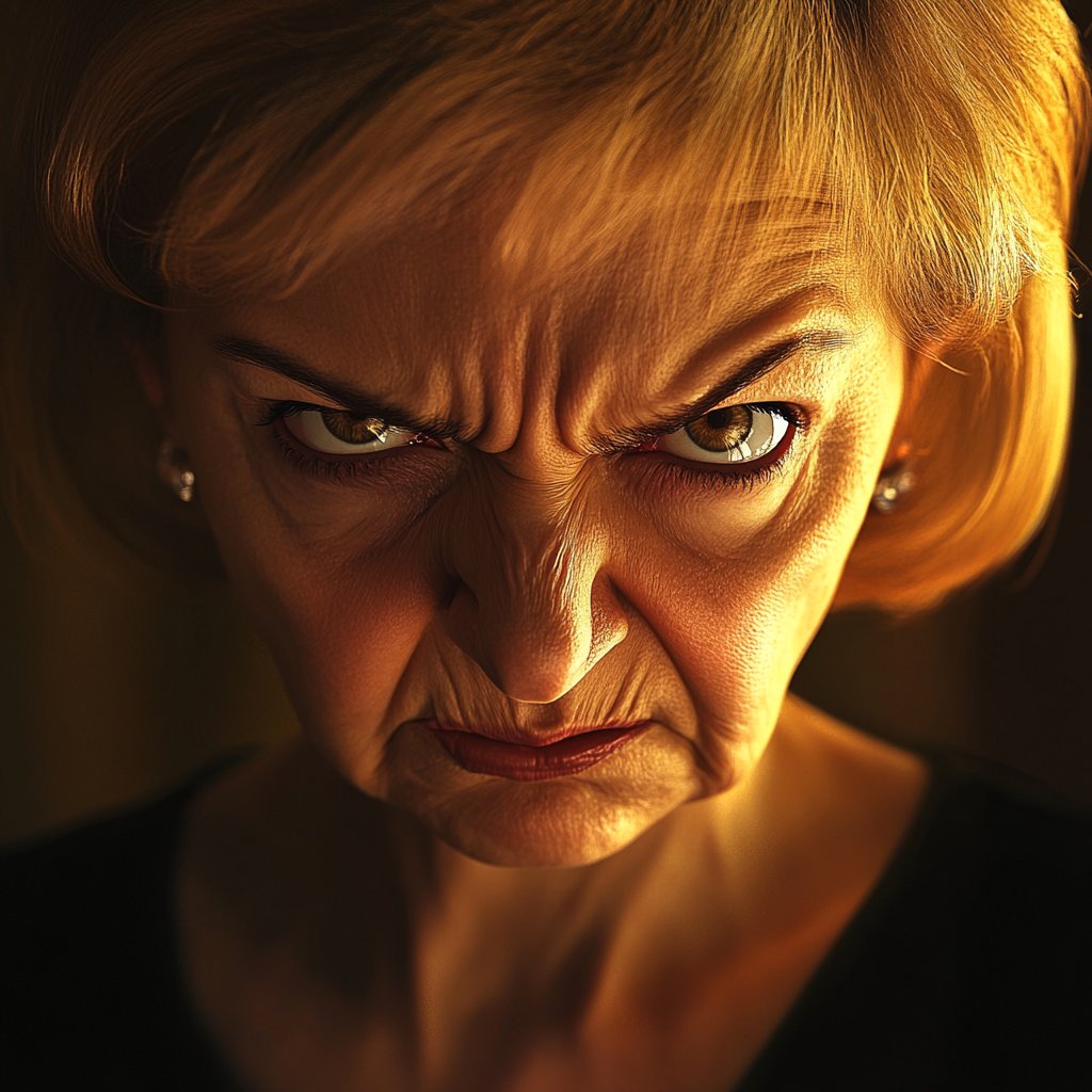 A frowning senior woman | Source: Midjourney
