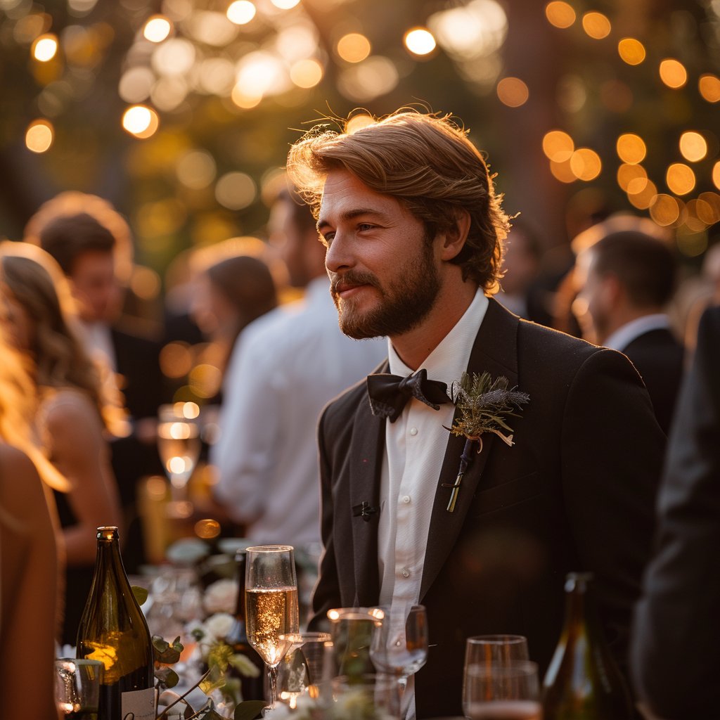 The groom coming to talk to the guests | Source: Midjourney