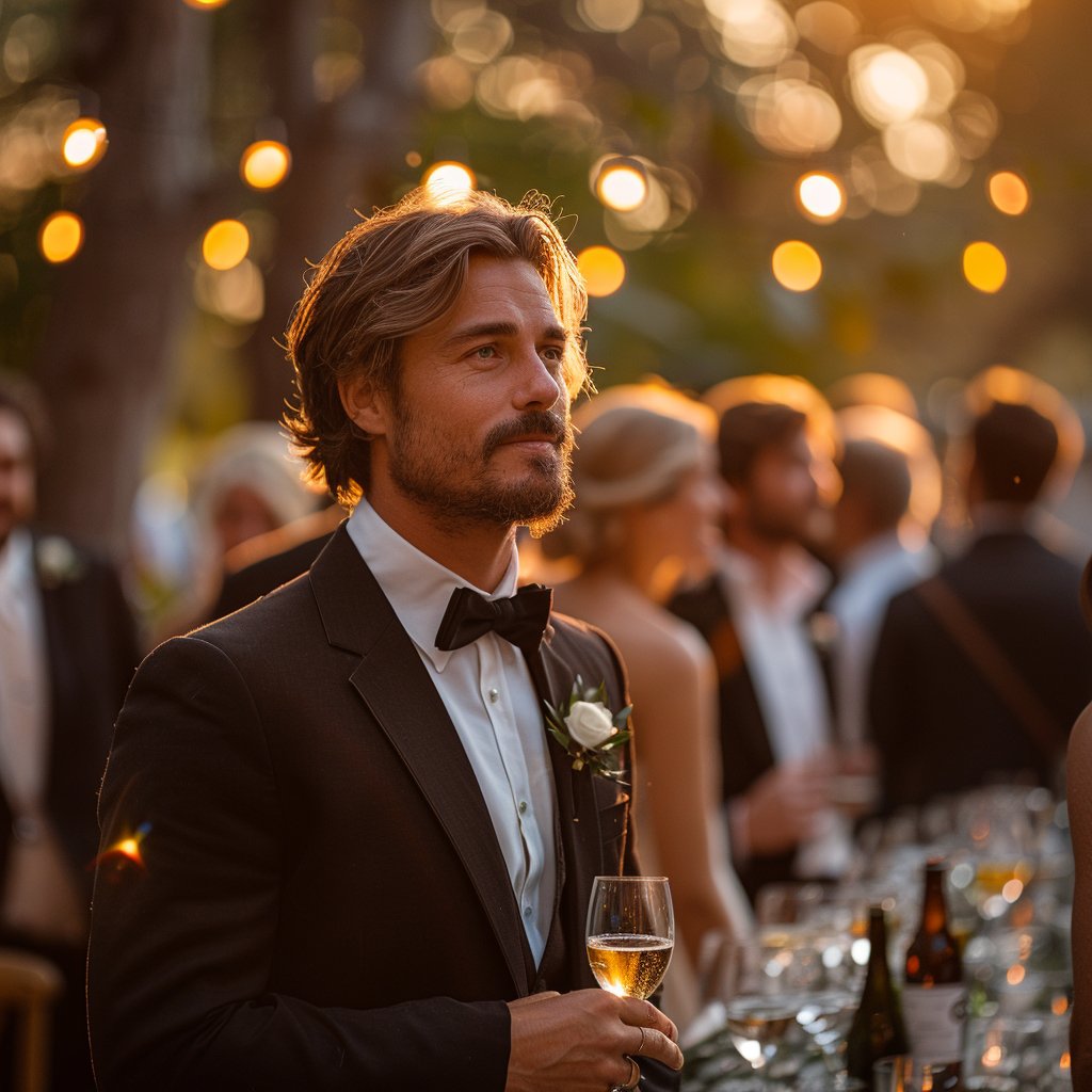 An upset groom coming up to his friend | Source: Midjourney