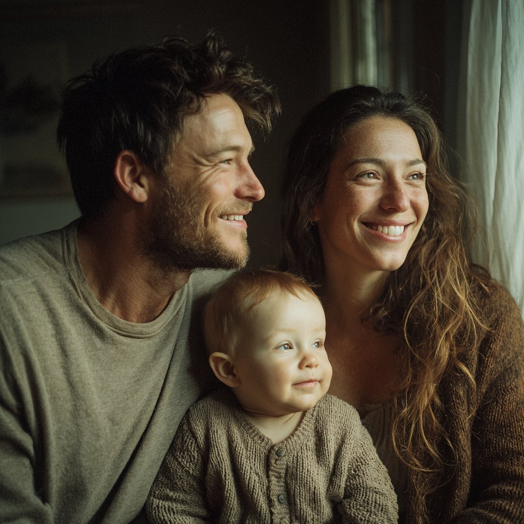 A happy couple with their child | Source: Midjourney