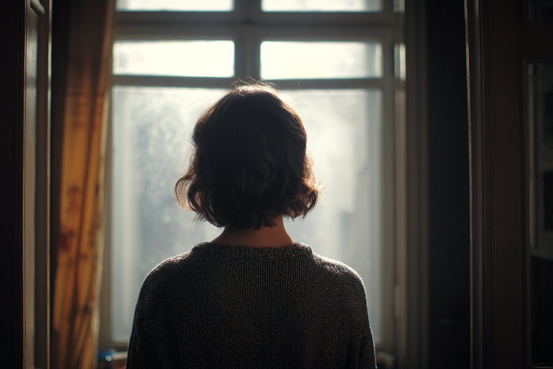 A woman standing near the window | Source: Midjourney