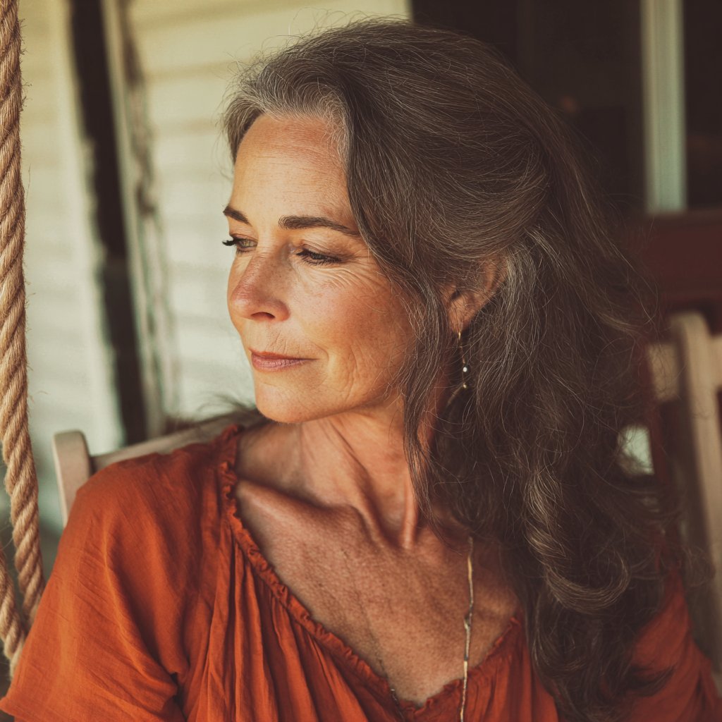 A woman sitting on a porch swing | Source: Midjourney