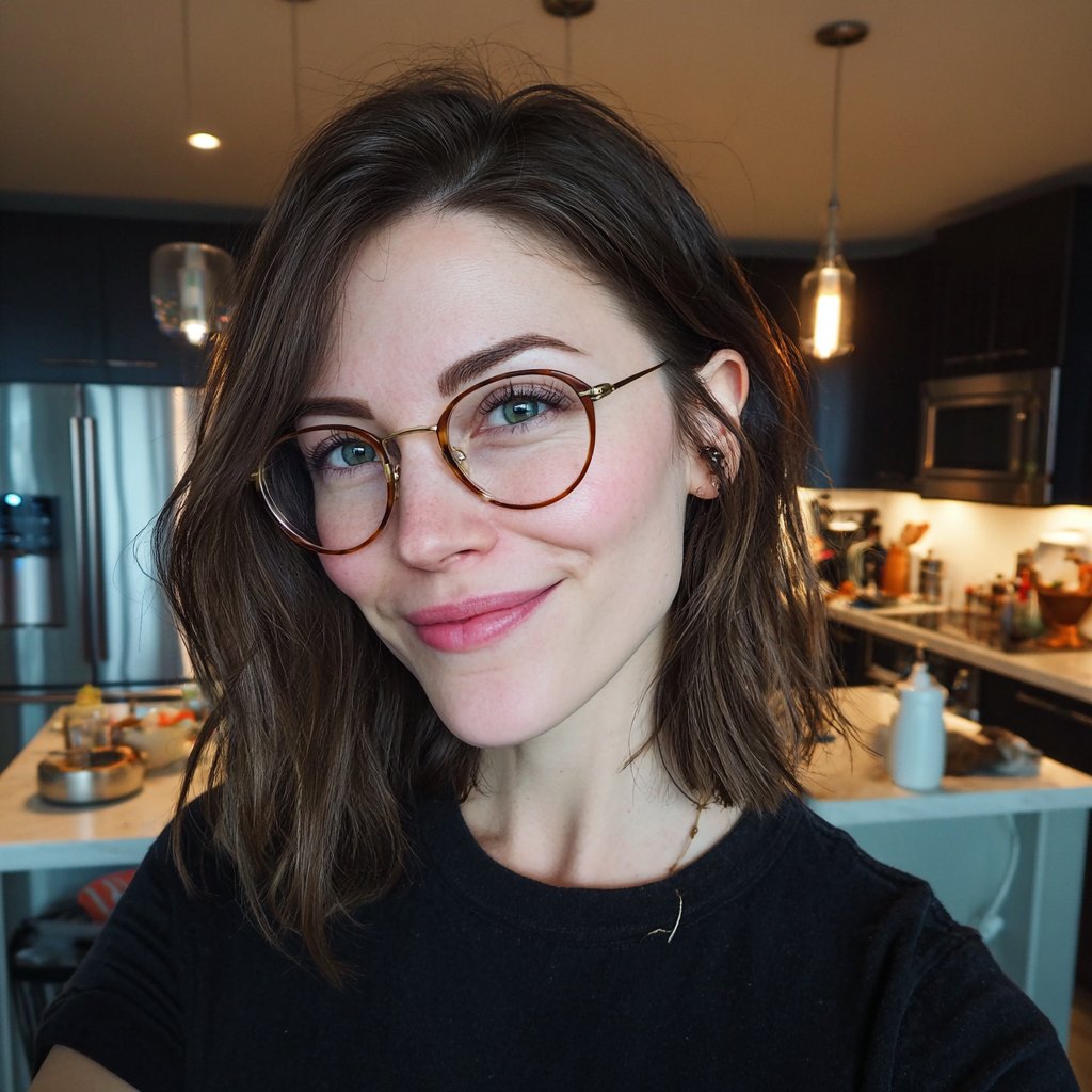 A smiling woman standing in a kitchen | Source: Midjourney