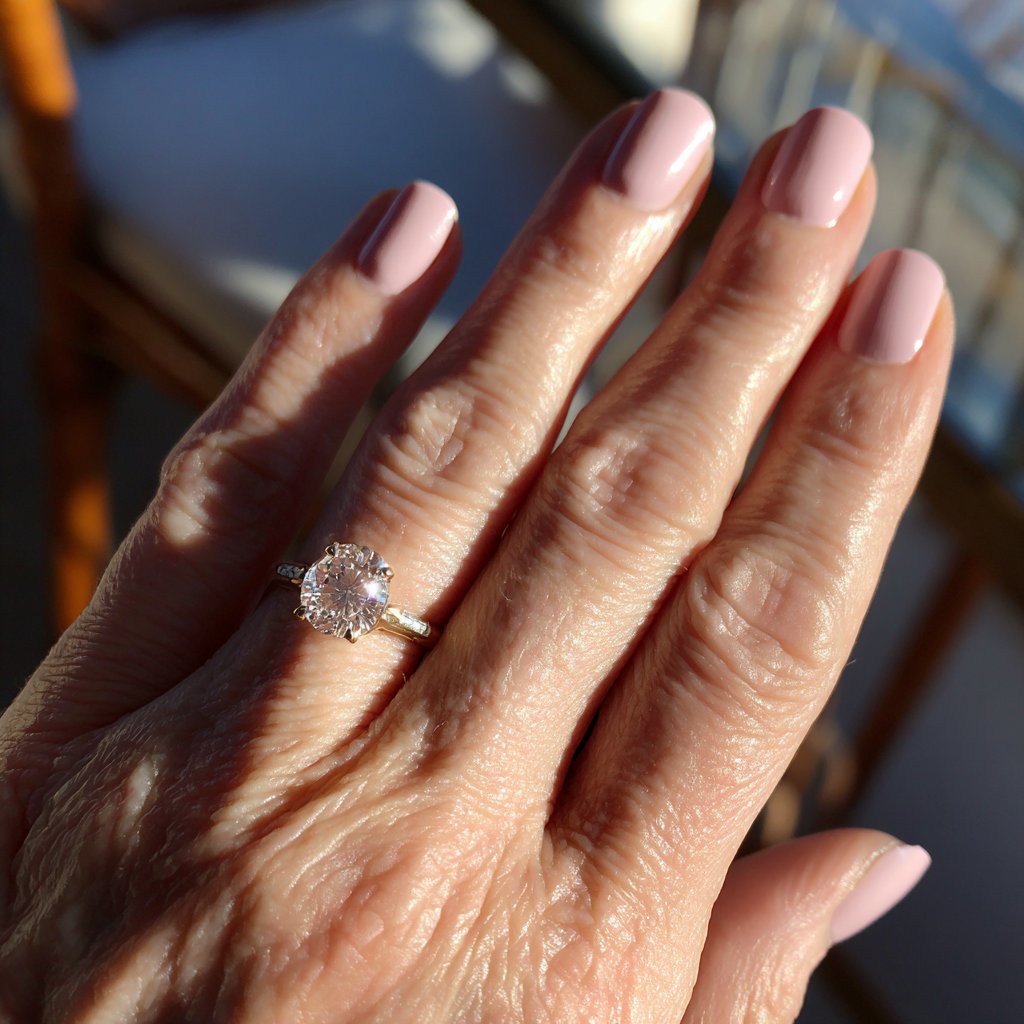 A woman showing off an engagement ring | Source: Midjourney