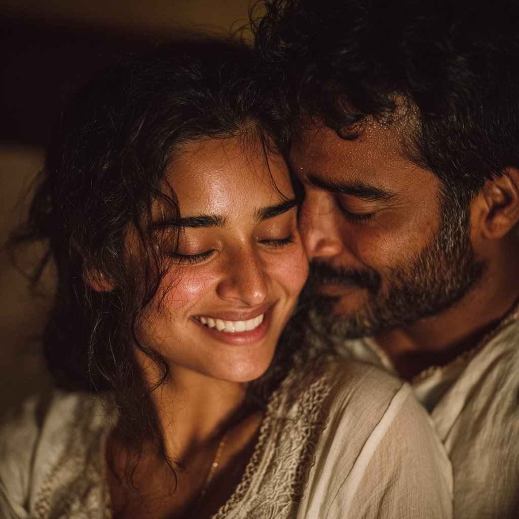 A happy couple cuddling | Source: Midjourney