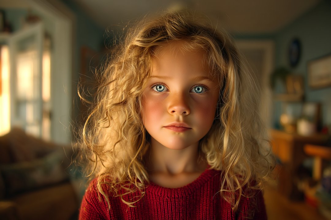 A girl standing in a living room | Source: Midjourney