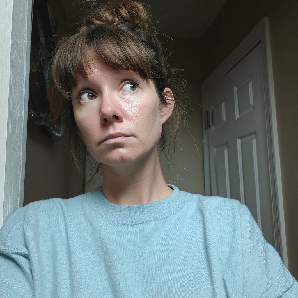 A woman standing in a home hallway | Source: Midjourney