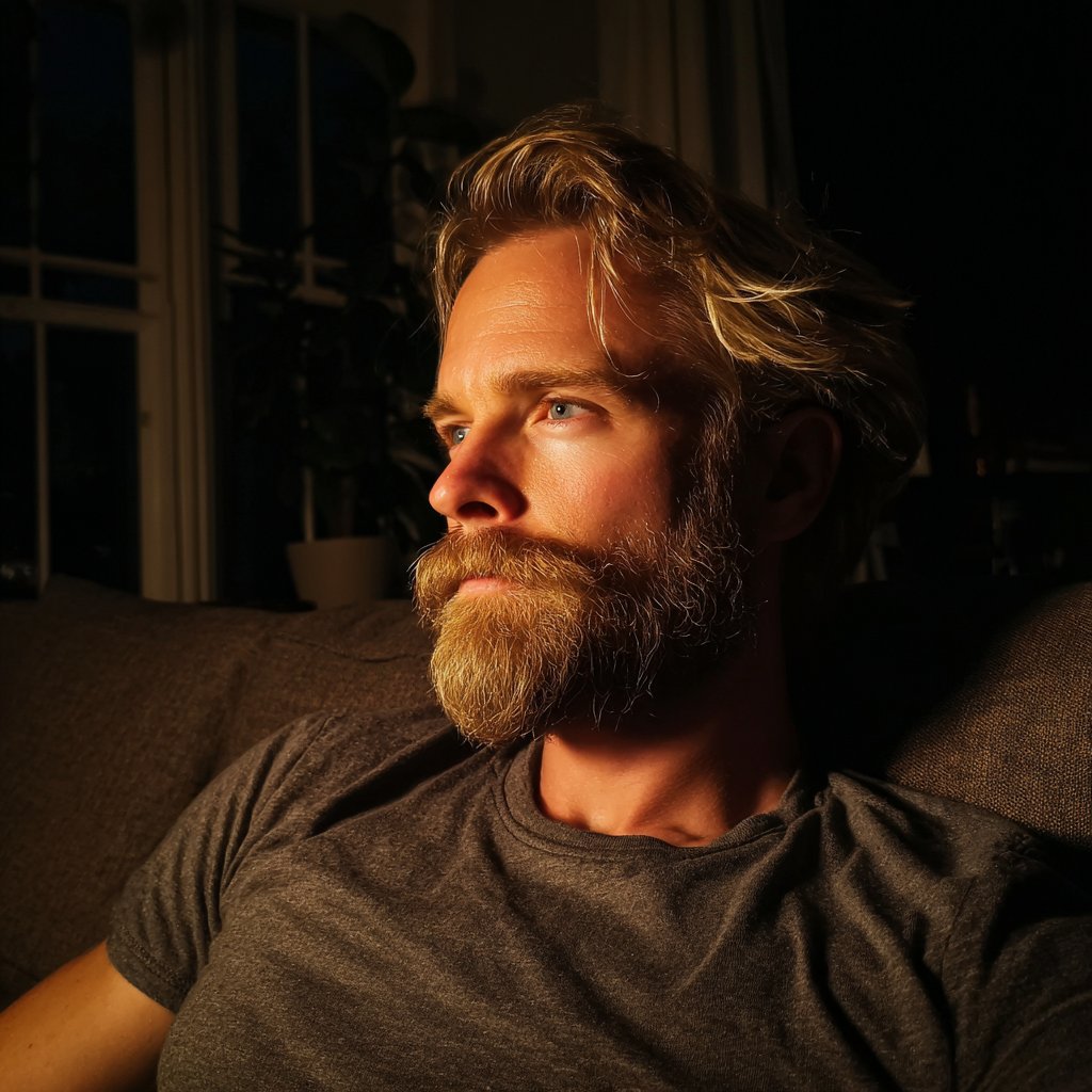 A man sitting on a couch | Source: Midjourney