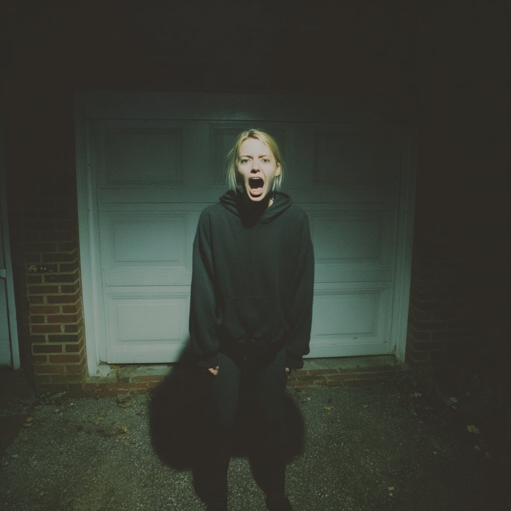 A shouting woman dressed in black | Source: Midjourney