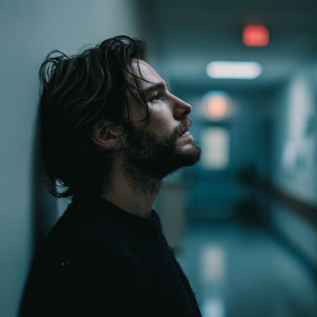 A man leaning against a wall | Source: Midjourney