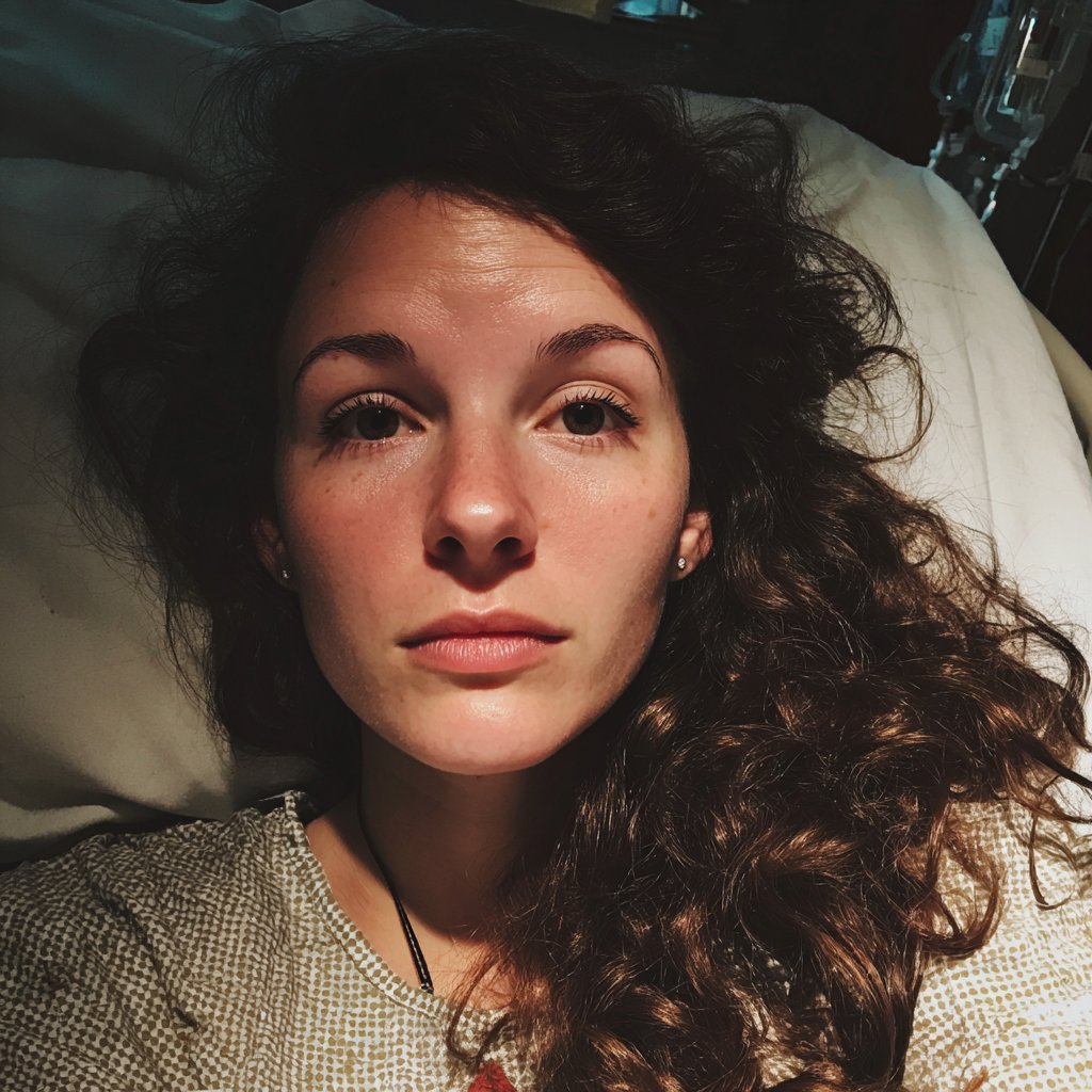 A close-up of a woman lying in a hospital bed | Source: Midjourney